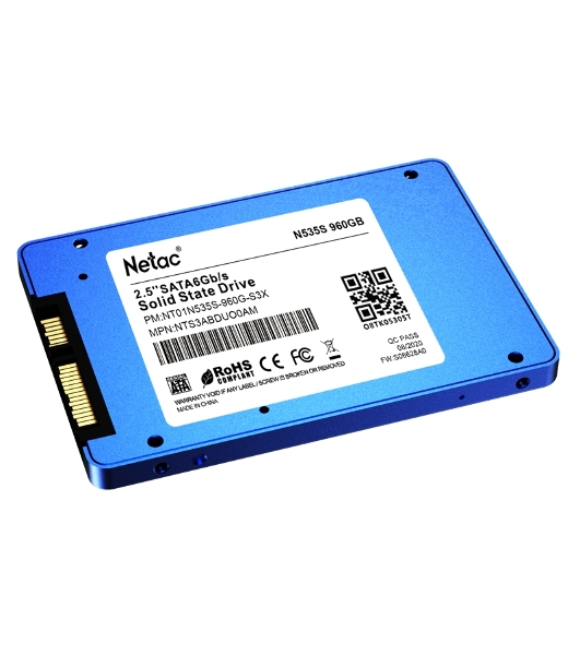 Накопитель SSD Netac N535S, 960Gb, SATA3, 2.5', 560/520