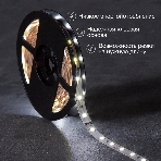 Лента светодиодная 5 м 12 В 2835 6500 К IP23 60 LED/м для БП с клеммами LAMPER, фото2