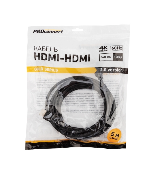 Кабель PROconnect HDMI - HDMI 2.0, 5м, Gold