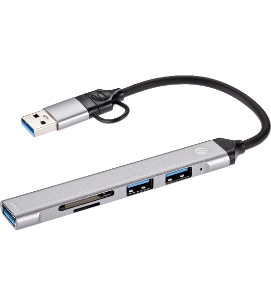 USB-концентратор VCOM DH297, USB 3.0/USB Type-C, USB/SD/TF, USB