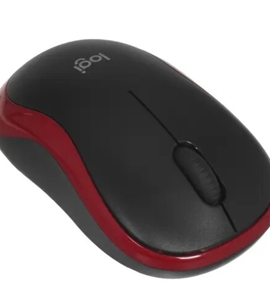 Мышь беспроводная Logitech M185, красный, 1000 dpi, радиоканал, USB, кнопки - 3