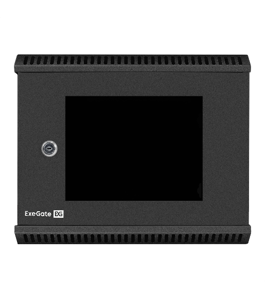 Шкаф телекоммуникационный 10' настенный 6U ExeGate EC-WM-6U.280.G.BLACK (10', 6U, 350x280x287мм (ШхГхВ), передняя дверь закаленное стекло, пыле- и влагозащита IP23, черный RAL 9004)