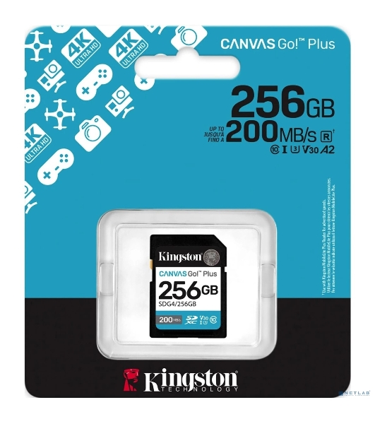 Флеш карта SDXC 256Gb Kingston SDG4/256Gb Canvas Go! Plus V30