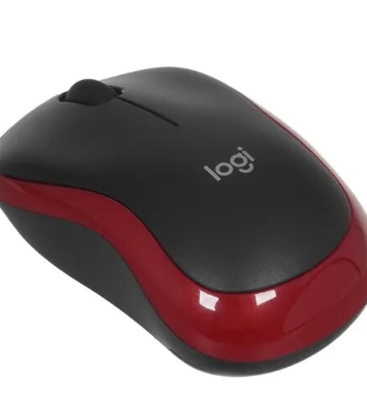 Мышь беспроводная Logitech M185, красный, 1000 dpi, радиоканал, USB, кнопки - 3
