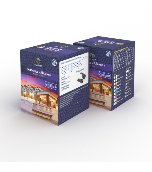 Гирлянда Neon-night Айсикл 'ПЛЕЙ ЛАЙТ' 0.6х2.4м 88 LED 5.5Вт 230В IP44 бел.; бел. провод