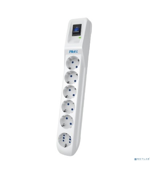 Сетевой фильтр Pilot L GP 6 розеток (5 евро + 1GP) 1.8 м/Surge protector Pilot L GP 6 sockets (5 Euro + 1GP) 1.8 m белый