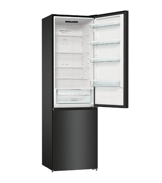 Холодильник Gorenje NRK6202EBXL4 черный матовый двухкамерный 235/96л морозилка снизу, No Frost