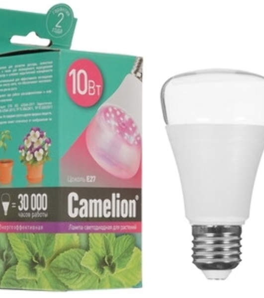 Фитолампа филаментная для растений CAMELION (13241) LED10-PL/BIO/E27/10Вт