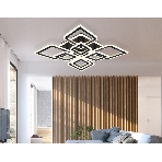 Потолочный светодиодный светильник FA8912/4+4 BK/CH черный/хром 162W 3000K-6400K 560*560*120 (ПДУ РАДИО 2.4G), фото 1