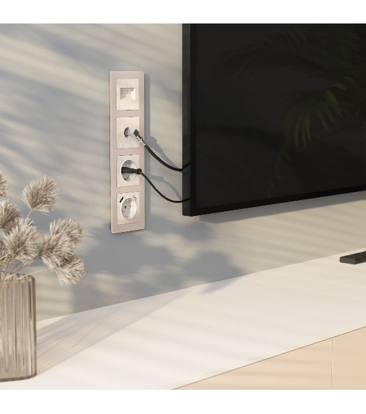 Накладка для двойной розетки Еthernet RJ-45 (перламутровый рифленый)