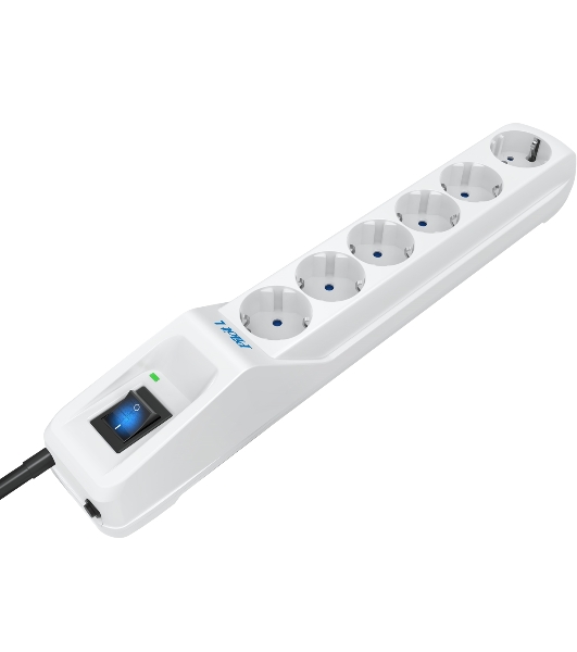Сетевой фильтр Pilot L GP 6 розеток (5 евро + 1GP) 10 м/Surge protector Pilot L GP 6 outlets (5 EUR + 1GP) 10 m белый