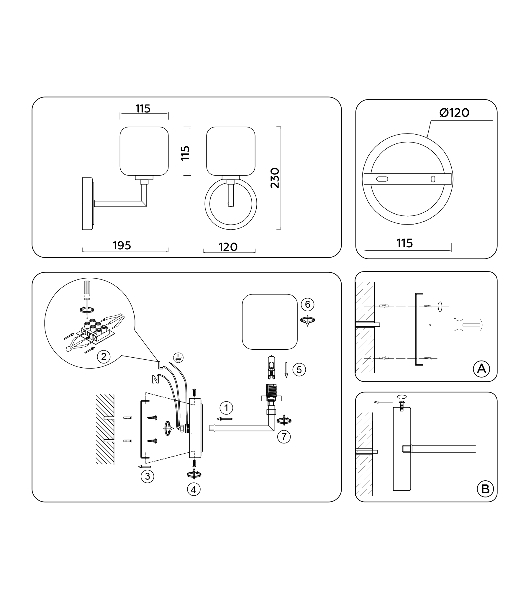 Настенный светильник Ambrella light LH53021 BS/FR латунь/белый матовый G9 max 40W 195*120*230
