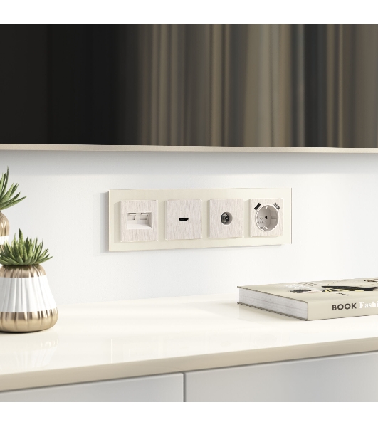 Накладка для двойной розетки Еthernet RJ-45 (перламутровый рифленый)