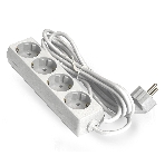 Удлинитель ExeGate ECE-4-5W (EX285818RUS), белый, 5 м, евровилка с заземлением, 4 евророзетки с заземлением, 2200 Вт, фото 1