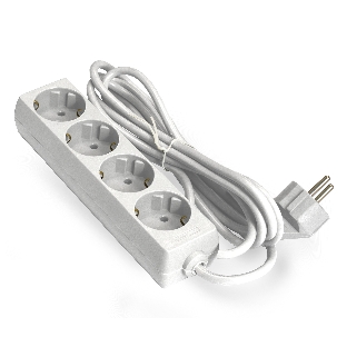 Удлинитель ExeGate ECE-4-5W (EX285818RUS), белый, 5 м, евровилка с заземлением, 4 евророзетки с заземлением, 2200 Вт