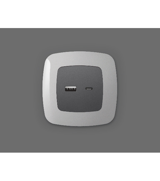Лицевая панель OMEGA (Антрацит серый) для розетки 2USB тип A+C QUANT OP6610