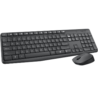 Комплект клавиатура+мышь Logitech MK235 беспроводной, USB, 1000 DPI, серый (заводская гравировка)