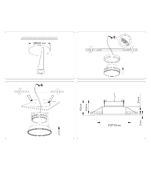Светильник Ambrella light TN51804 BK черный GX53 max 15W 110*110*23