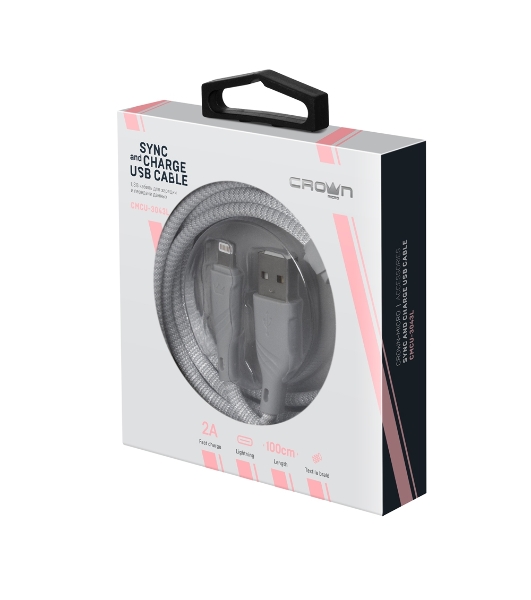 Кабель Crown USB - Lightning CMCU-3043L grey