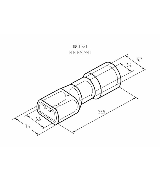 Клемма плоская Rexant полностью изолированная гнездо 6.6 мм 4-6 мм² (РППи-м 6.0-(6.3))