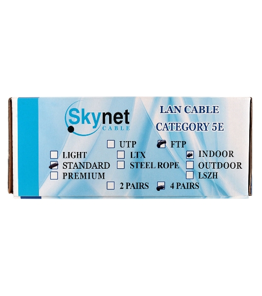 Кабель SkyNet Standart FTP indoor 4x2x0,48, медный, FLUKE TEST, кат.5e, однож., 100 м, box, серый