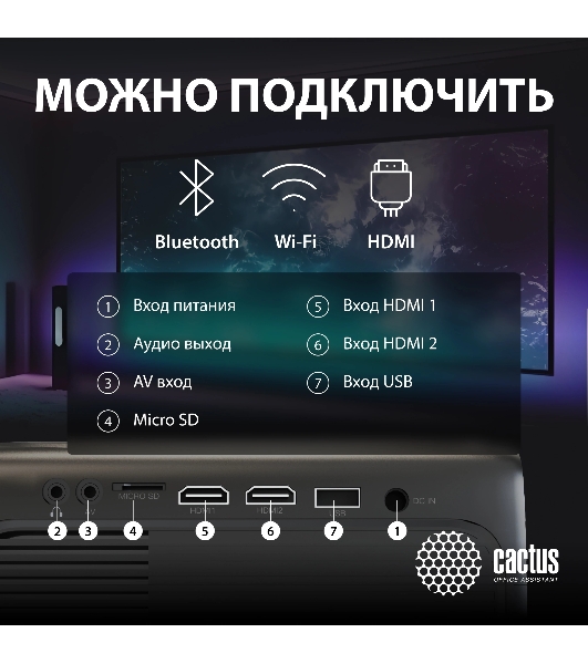Проектор Cactus CS-PRM.07B.Full HD LCD 3200Lm LS 320Lm ANSI (1920x1080) 1500:1 ресурс лампы:30000часов 1xUSB typeA 3xHDMI 1.16кг