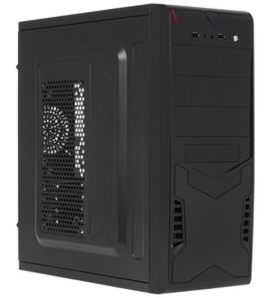 Компьютерный корпус Miditower ExeGate CP-601-UNS500 (ATX, БП UNS500 с вент. 12см, 2*USB, аудио, черный)