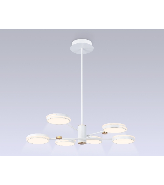 Подвесной светодиодный светильник Ambrella light FL51635/6 WH/GD белый/золото 3000K/4200K/6400K 50W D800*780 (Без ПДУ)