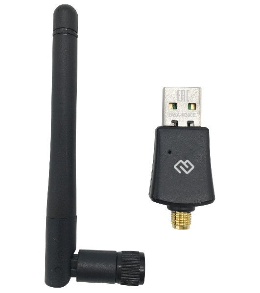 Сетевой адаптер WiFi Digma DWA-N300E N300 USB 2.0 (ант.внеш.съем) 1ант. (упак.:1шт)