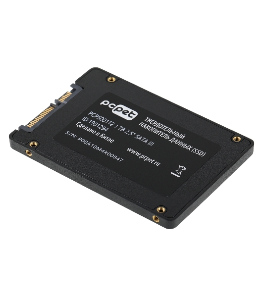 Накопитель SSD PC PET PCPS001T2, 1Tb, SATA-III, 2.5', R/W 500/450