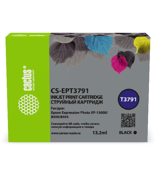 Картридж струйный Cactus CS-EPT3791 378XL черный (13.2 мл) для Epson Expression Photo XP-8500/XP-8505/XP-15000