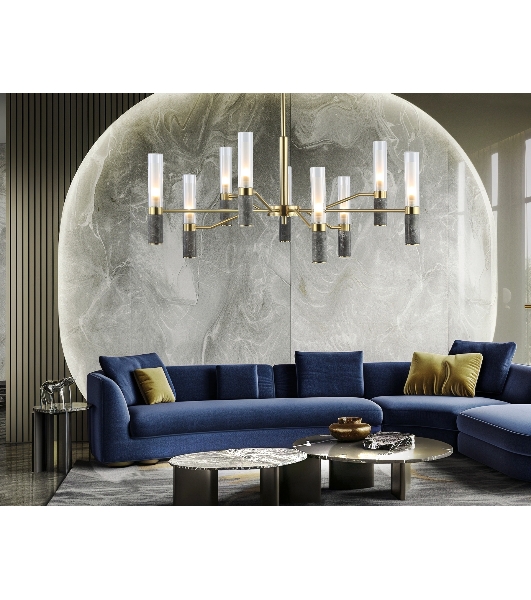 Люстра Ambrella light LH53355/9 GD/CL/WH золото/прозрачный/белый G9*9 max 40W D850*890