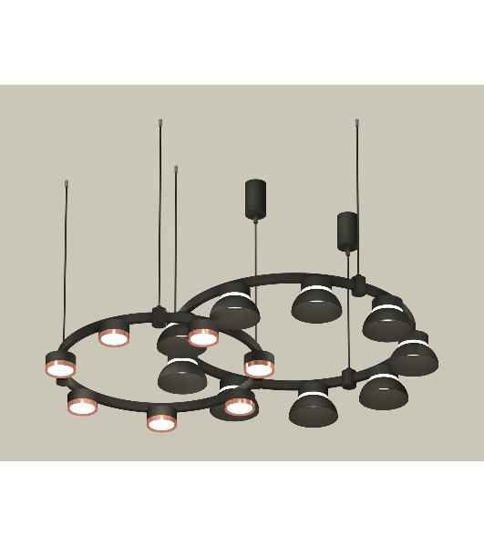 Светильник Ambrella light XR92091100/16 SBK/PPG/FR черный песок/золото розовое полированное/белый матовый GX53