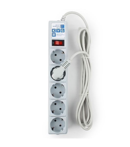 Фильтр-удлинитель Power Cube B 3,0 м 5 розеток (серый) 10А/2,2 кВт