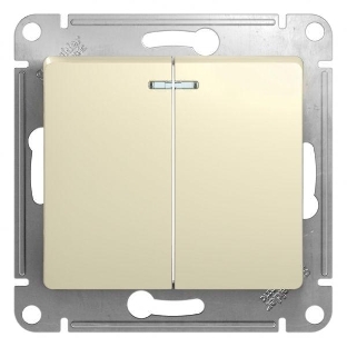 Механизм выключателя 2-кл. СП Glossa 10А IP20 10AX с подсветкой беж. SchE GSL000253