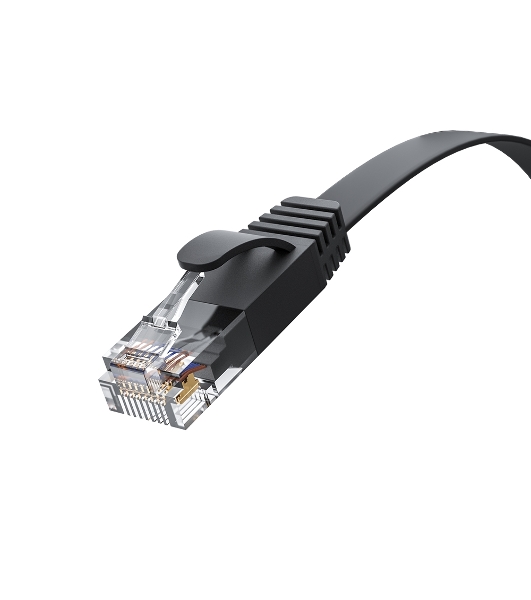 Патч-корд GCR PROF плоский прямой 3.0m, UTP медь cat.6, черный, 30 AWG, ethernet high speed 10 Гбит/с, RJ45, T568B, GCR-52870