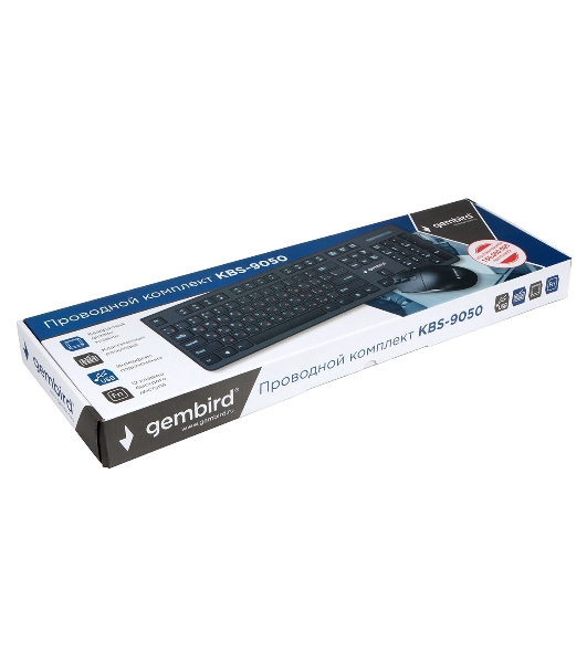 Комплект клавиатура+мышь Gembird KBS-9050 проводной, USB, 1000 DPI, чёрный