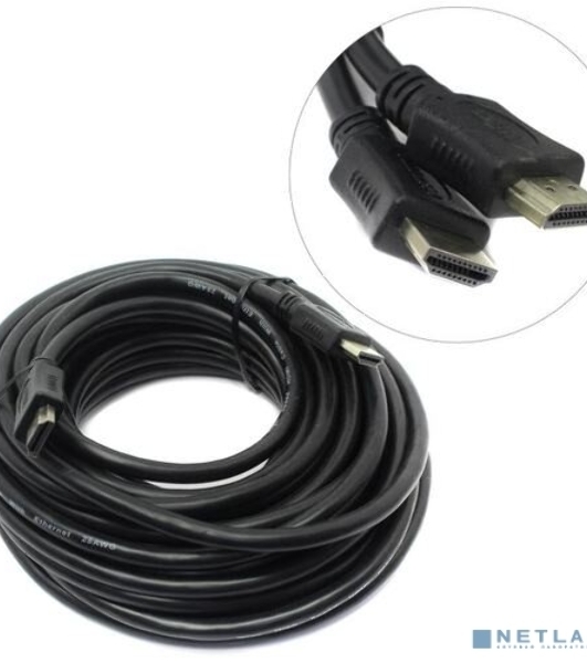 Кабель HDMI C-HM-HM-10M Wize, 10 м, v.2.0, 19M/19M, позол.разъемы, экран, черный, пакет