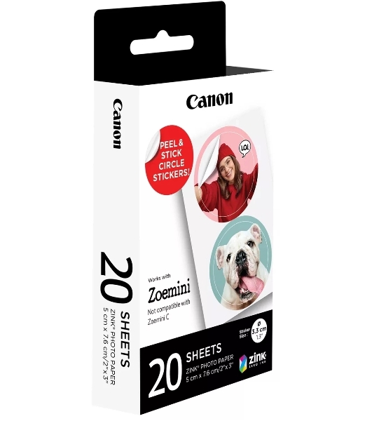 Наклейки Canon ZINK ZP-2030-2C-20 (2 круга) 4967C003/20л./белый для сублимационных принтеров