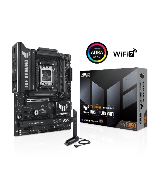 Материнская плата ASUS TUF GAMING B850-PLUS WIFI, Socket AM5, AMD B850, 4xDDR5, 4xSATA, 3xM.2, 1xPCIe 5.0 x16, 1xPCIe 4.0 x16, 2xPCIe 4.0 x1, 1xHDMI, 1xDP, 1x 2.5Gb LAN, Wi-Fi 7, 3xUSB-A 10Gbps, 4xUSB-A 5Gbps, 1xUSB-C 20Gbps, 2xUSB-A 2.0, 5x3.5 мм, 7.1, ATX