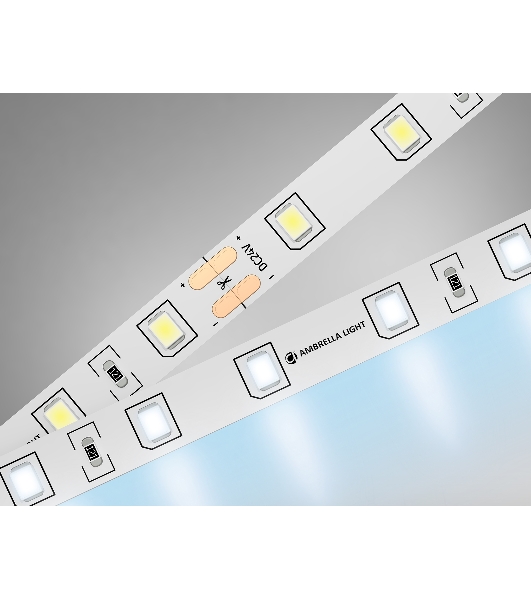 Светодиодная лента Ambrella light GS3003 2835 60Led/ 6W m/ 24V IP20 6500K/ 5000*8*1.2mm (2 конт.)