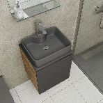 Тумба Bau Dream Blackwood 50 графит, раковина BAU Cerama 48х37 темно-серая матовая, смеситель Hotel Still, нерж. сталь, выпуск клик клак, хром, фото 1