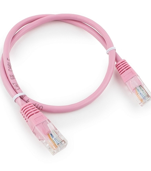 Патч-корд UTP Cablexpert cat.5e, 0.5м, литой, многожильный, розовый