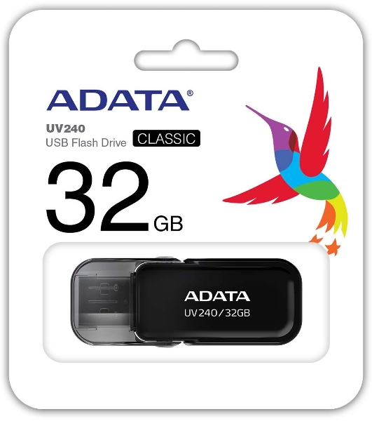 Флешка USB ADATA UV240 (AUV240-32G-RBK), 32Gb, USB 2.0, R/W 15/5, черный