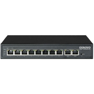 Коммутатор Passive PoE OSNOVO SW-21000/A(120W), 8*10/100 Base-T+ 2*10/100 Base-T Uplink, до 30W на порт