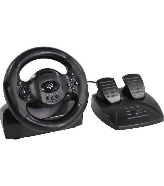 Руль SVEN GC-W300 (педали, вибро, лепестки, D-pad, 10 кл, резин. вставки, PC, цифр. и аналог.