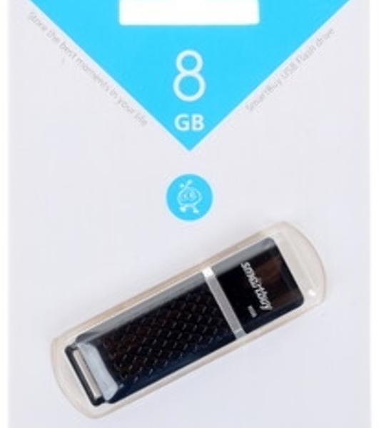 Флешка USB Smartbuy Quartz black (SB8GBQZ-K), 8Gb, USB 2.0, R/W 15/5, черный