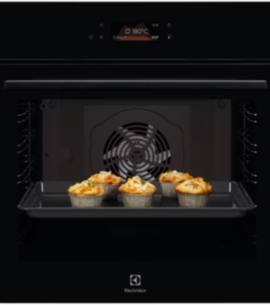Духовой шкаф электрический Electrolux LOE8F38Z с конвекцией, объем 72 л, 17 режимов, очистка каталитическая, 3 стекла в дверце, направляющие проволочные + телескопические (1 уровень),черное стекло