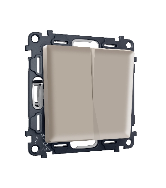 Комплект механизма 2-кл проходного выключателя ALFA Серо-бежевый матовый QUANT (AP3630, VM120) MA363020