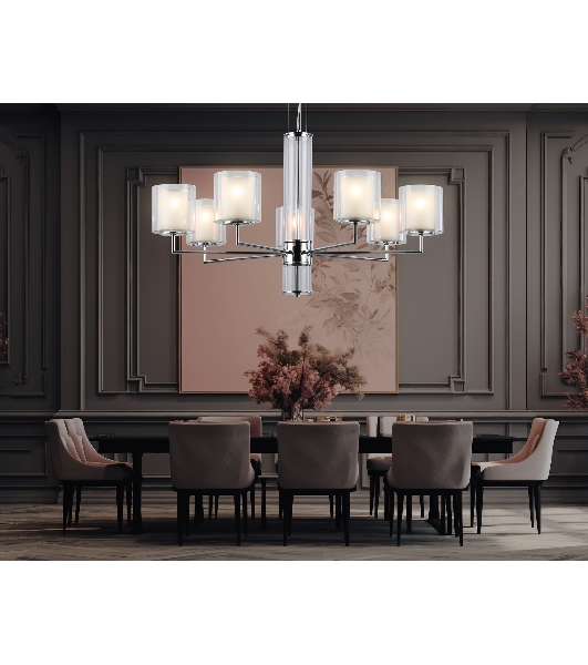 Люстра Ambrella light LH56003/7 СH/FR хром/белый матовый E14*7 max 40W D790*1260